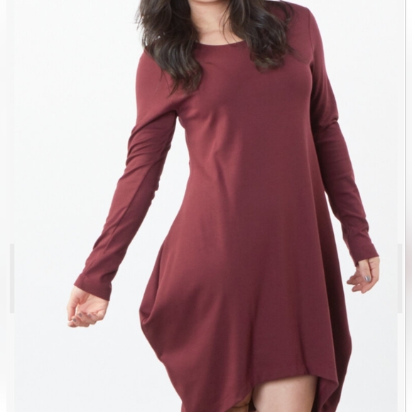 bryn Walker Dresses & Skirts - BRYN WALKER M BRICK ASYMMETRICAL LONGSLEEVE SCOOP NECK DRESS